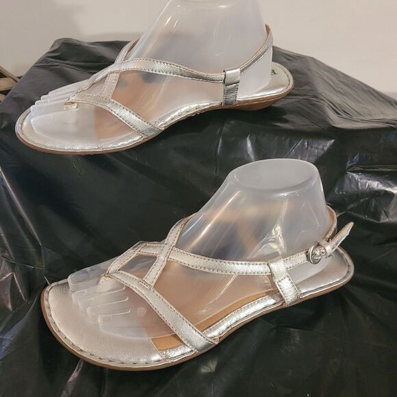born leather Silver Thong moroccan sandals Stappy Wmns Sz 8 - Picture 4 of 6